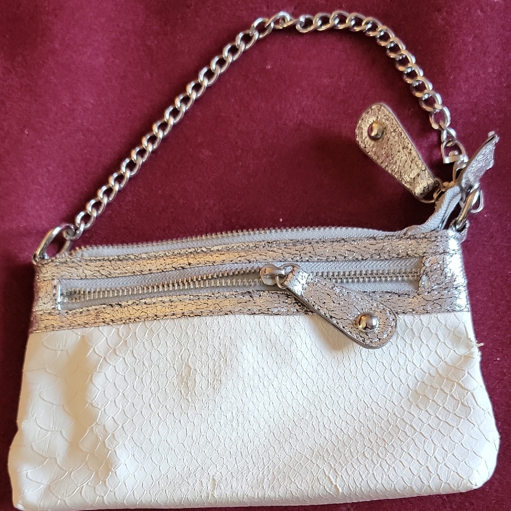 Elegant Silver and Cream Wristlet